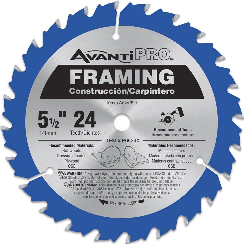 5-1/2 in. x 24-Tooth Framing Circular Saw Blade by Avanti Pro 3 5-1/2 in. x 24-Tooth Framing Circular Saw Blade by Avanti Pro
