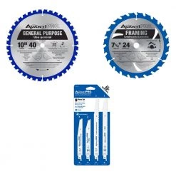 7-1/4 in. x 24-Tooth, 10 in. x 40-Tooth Wood Circular Saw Blades and 9-Piece Wood and Metal Reciprocating Blade Set by Avanti Pro