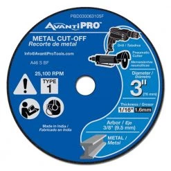 3 in. x 1/16 in. x 3/8 in. Metal Cut-Off Disc (5-Pack) by Avanti Pro