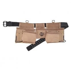 Beige 12-Pocket Top Grain Leather Tool Apron by Graintex