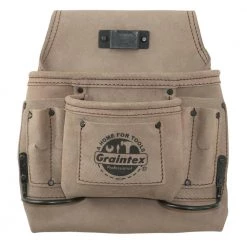 8-Pocket Beige Suede Leather Nail and Tool Pouch by Graintex