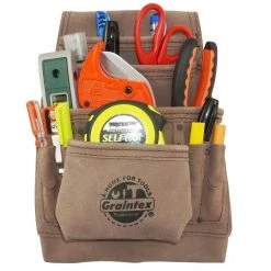 10-Pocket Beige Leather Suede Nail & Tool Pouch by Graintex 15 10-Pocket Beige Leather Suede Nail & Tool Pouch by Graintex -Graintex Sales beige graintex tool belts ss2460 44 1000