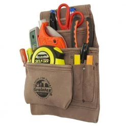 10-Pocket Beige Leather Suede Nail & Tool Pouch by Graintex 16 10-Pocket Beige Leather Suede Nail & Tool Pouch by Graintex -Graintex Sales beige graintex tool belts ss2460 fa 1000