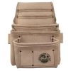 7-Pocket Beige Top Grain Leather Nail and Tool Pouch by Graintex
