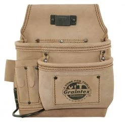 5-Pocket Right Handed Beige Top Grain Leather Tool Pouch by Graintex