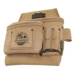 5-Pocket Left Handed Beige Top Grain Leather Tool Pouch by Graintex -Graintex Sales beige graintex tool belts st2255 4f 1000