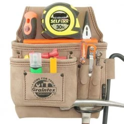 5-Pocket Left Handed Beige Top Grain Leather Tool Pouch by Graintex -Graintex Sales beige graintex tool belts st2255 fa 1000