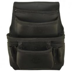 10-Pocket Top Grain Oil Tanned Leather Black Nail and Tool Pouch by Graintex -Graintex Sales black graintex tool belts os2744 1f 1000