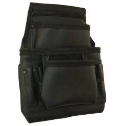 10-Pocket Top Grain Oil Tanned Leather Black Nail and Tool Pouch by Graintex -Graintex Sales black graintex tool belts os2744 4f 1000