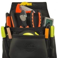 10-Pocket Top Grain Oil Tanned Leather Black Nail and Tool Pouch by Graintex -Graintex Sales black graintex tool belts os2744 76 1000