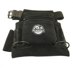 10-Pocket Black Leather Suede Nail & Tool Pouch w/2 in. Belt by Graintex -Graintex Sales black graintex tool belts ss2670 1f 1000