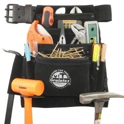 10-Pocket Black Leather Suede Nail & Tool Pouch w/2 in. Belt by Graintex -Graintex Sales black graintex tool belts ss2670 44 1000