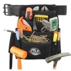 10-Pocket Black Leather Suede Nail & Tool Pouch w/2 in. Belt by Graintex -Graintex Sales black graintex tool belts ss2670 fa 1000