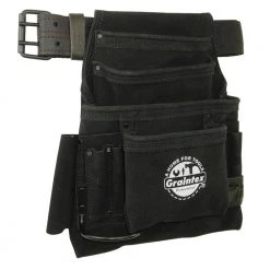 10-Pocket Black Leather Suede Tool Pouch by Graintex -Graintex Sales black graintex tool belts ss2680 1f 1000