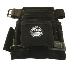 10-Pocket Black Leather Suede Tool Pouch by Graintex -Graintex Sales black graintex tool belts ss2680 44 1000