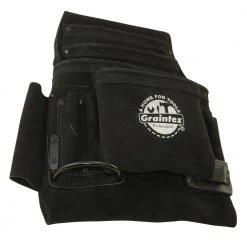 10-Pocket Black Leather Suede Nail & Tool Pouch by Graintex 11 10-Pocket Black Leather Suede Nail & Tool Pouch by Graintex -Graintex Sales black graintex tool belts ss2780 4f 1000