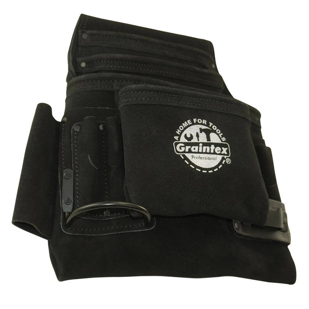 10-Pocket Black Leather Suede Nail & Tool Pouch by Graintex 5 10-Pocket Black Leather Suede Nail & Tool Pouch by Graintex - Image 3