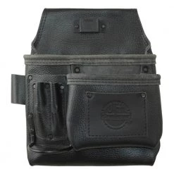 5-Pocket Right-Handed Black Rugged Top Grain Leather Tool Pouch by Graintex