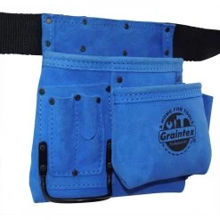 5-Pocket Nail and Tool Pouch with Blue Suede Leather Belt by Graintex -Graintex Sales blue graintex tool belts ss2045 40 1000