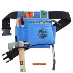 5-Pocket Nail and Tool Pouch with Blue Suede Leather Belt by Graintex -Graintex Sales blue graintex tool belts ss2045 c3 1000