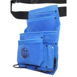 10-Pocket Suede Leather Nail and Tool Pouch with Belt in Blue by Graintex -Graintex Sales blue graintex tool belts ss2132 40 1000