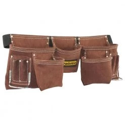 Brown 11-Pocket Suede Leather Tool Apron with 2 in. Webbing Belt by Graintex -Graintex Sales brown graintex tool belts ds2966 1f 1000