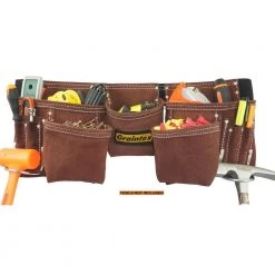 Brown 11-Pocket Suede Leather Tool Apron with 2 in. Webbing Belt by Graintex -Graintex Sales brown graintex tool belts ds2966 44 1000