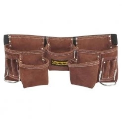 Brown 11-Pocket Suede Leather Tool Apron with 2 in. Webbing Belt by Graintex -Graintex Sales brown graintex tool belts ds2966 4f 1000