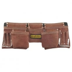 Brown 11-Pocket Suede Leather Tool Apron with 2 in. Webbing Belt by Graintex