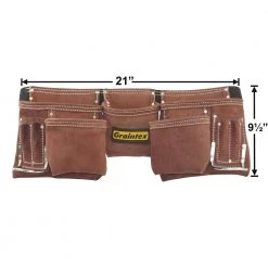 Brown 11-Pocket Suede Leather Tool Apron with 2 in. Webbing Belt by Graintex -Graintex Sales brown graintex tool belts ds2966 76 1000