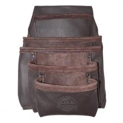 5-Pocket Oil Tanned Leather Nail and Tool Pouch in Dark Brown by Graintex