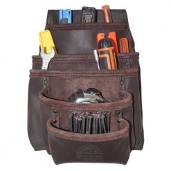 5-Pocket Oil Tanned Leather Nail and Tool Pouch in Dark Brown by Graintex -Graintex Sales brown graintex tool belts os2052 c3 1000