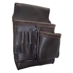 5-Pocket Oil Tanned Leather Right Handed Nail and Tool Pouch by Graintex -Graintex Sales brown graintex tool belts os2201 1f 1000
