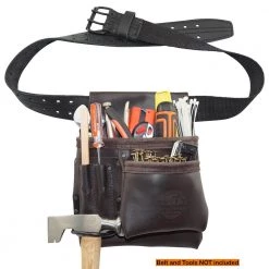5-Pocket Oil Tanned Leather Right Handed Nail and Tool Pouch by Graintex -Graintex Sales brown graintex tool belts os2201 c3 1000