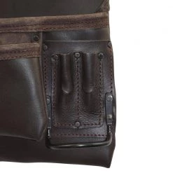 5-Pocket Oil Tanned Leather Left Handed Nail and Tool Pouch by Graintex -Graintex Sales brown graintex tool belts os2202 1f 1000