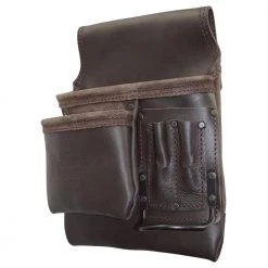 5-Pocket Oil Tanned Leather Left Handed Nail and Tool Pouch by Graintex -Graintex Sales brown graintex tool belts os2202 40 1000