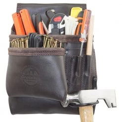 5-Pocket Oil Tanned Leather Left Handed Nail and Tool Pouch by Graintex -Graintex Sales brown graintex tool belts os2202 4f 1000