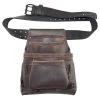 10-Pocket Oil Tanned Leather Nail and Tool Pouch with Belt by Graintex