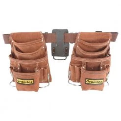 20 Pocket Nail and Tool Pouch Set with 2 in. Belt and Hammer Holder by Graintex -Graintex Sales brown graintex tool belts ss2960 1f 1000