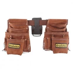 20 Pocket Nail and Tool Pouch Set with 2 in. Belt and Hammer Holder by Graintex