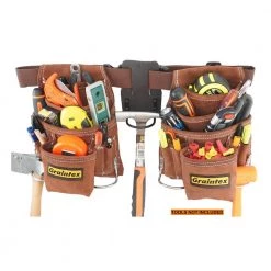 20 Pocket Nail and Tool Pouch Set with 2 in. Belt and Hammer Holder by Graintex -Graintex Sales brown graintex tool belts ss2960 d4 1000