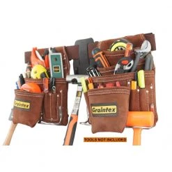 20 Pocket Nail and Tool Pouch Set with 2 in. Belt and Hammer Holder by Graintex -Graintex Sales brown graintex tool belts ss2960 fa 1000
