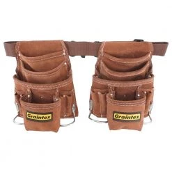 Brown 20-Pocket Suede Leather Work Apron Set by Graintex 14 Brown 20-Pocket Suede Leather Work Apron Set by Graintex -Graintex Sales brown graintex tool belts ss2965 1f 1000
