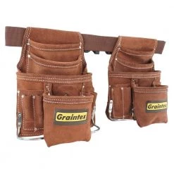 Brown 20-Pocket Suede Leather Work Apron Set by Graintex 13 Brown 20-Pocket Suede Leather Work Apron Set by Graintex -Graintex Sales brown graintex tool belts ss2965 4f 1000