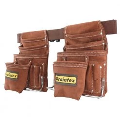 Brown 20-Pocket Suede Leather Work Apron Set by Graintex 12 Brown 20-Pocket Suede Leather Work Apron Set by Graintex -Graintex Sales brown graintex tool belts ss2965 c3 1000