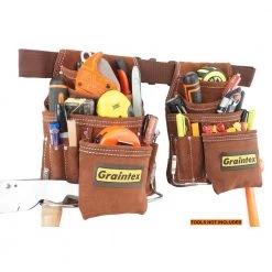 Brown 20-Pocket Suede Leather Work Apron Set by Graintex 16 Brown 20-Pocket Suede Leather Work Apron Set by Graintex -Graintex Sales brown graintex tool belts ss2965 fa 1000