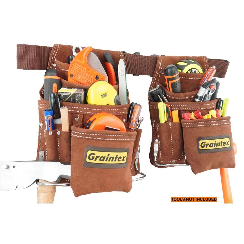Brown 20-Pocket Suede Leather Work Apron Set by Graintex 9 Brown 20-Pocket Suede Leather Work Apron Set by Graintex - Image 7