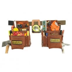 20 Pocket Nail and Tool Pouch Belt Set with Measuring Tape Holder by Graintex -Graintex Sales brown graintex tool belts ss2969 44 1000