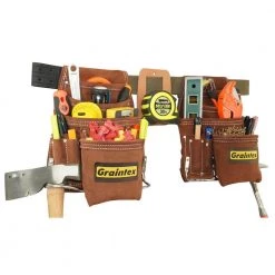 20 Pocket Nail and Tool Pouch Belt Set with Measuring Tape Holder by Graintex -Graintex Sales brown graintex tool belts ss2969 76 1000