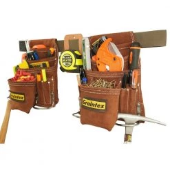 20 Pocket Nail and Tool Pouch Belt Set with Measuring Tape Holder by Graintex -Graintex Sales brown graintex tool belts ss2969 fa 1000
